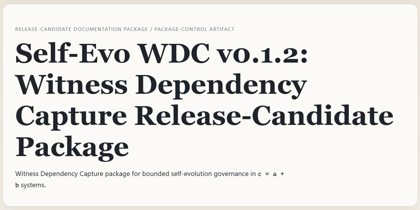 Title card for Self-Evo WDC v0.1.2 Witness Dependency Capture Release-Candidate Package.