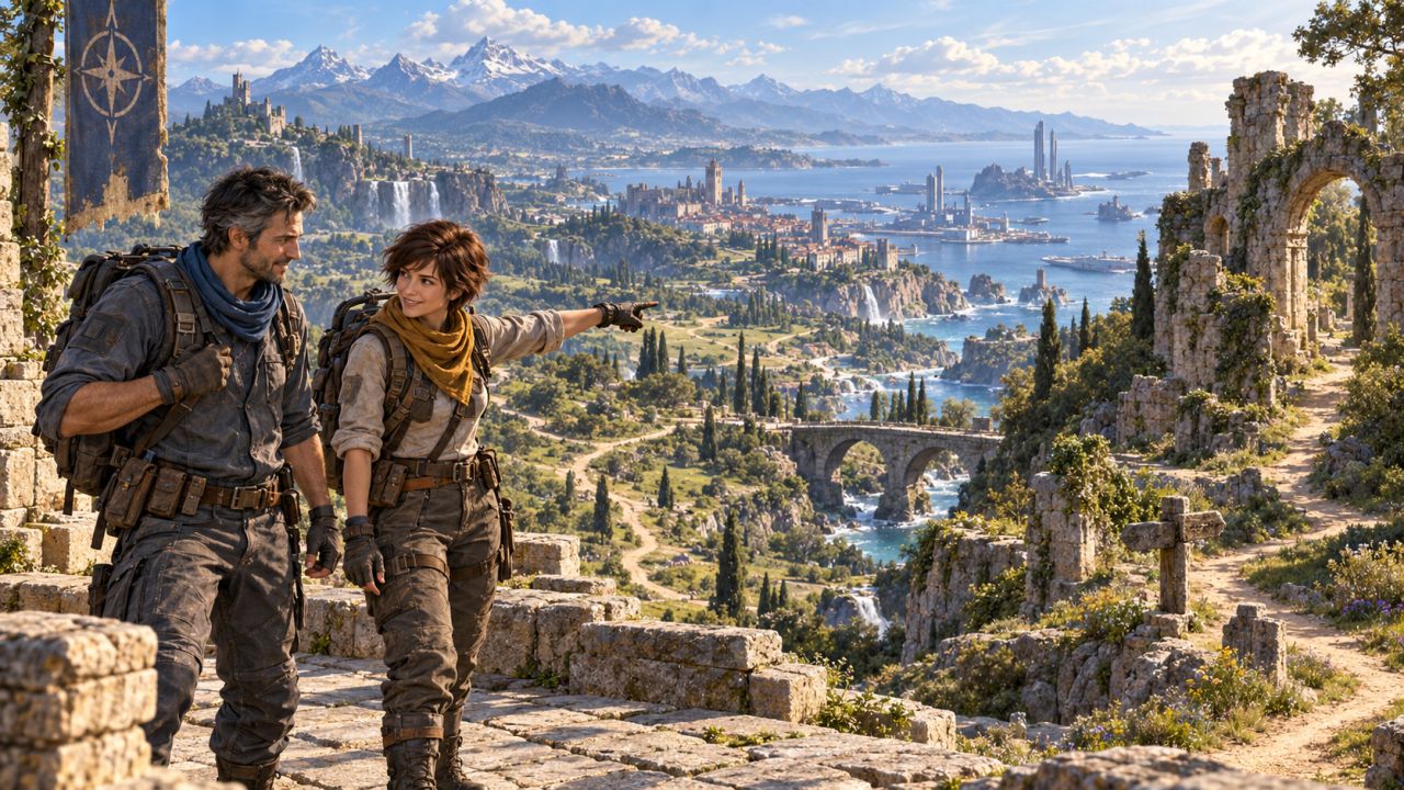 Two game characters across shared game environments image 2 of 3