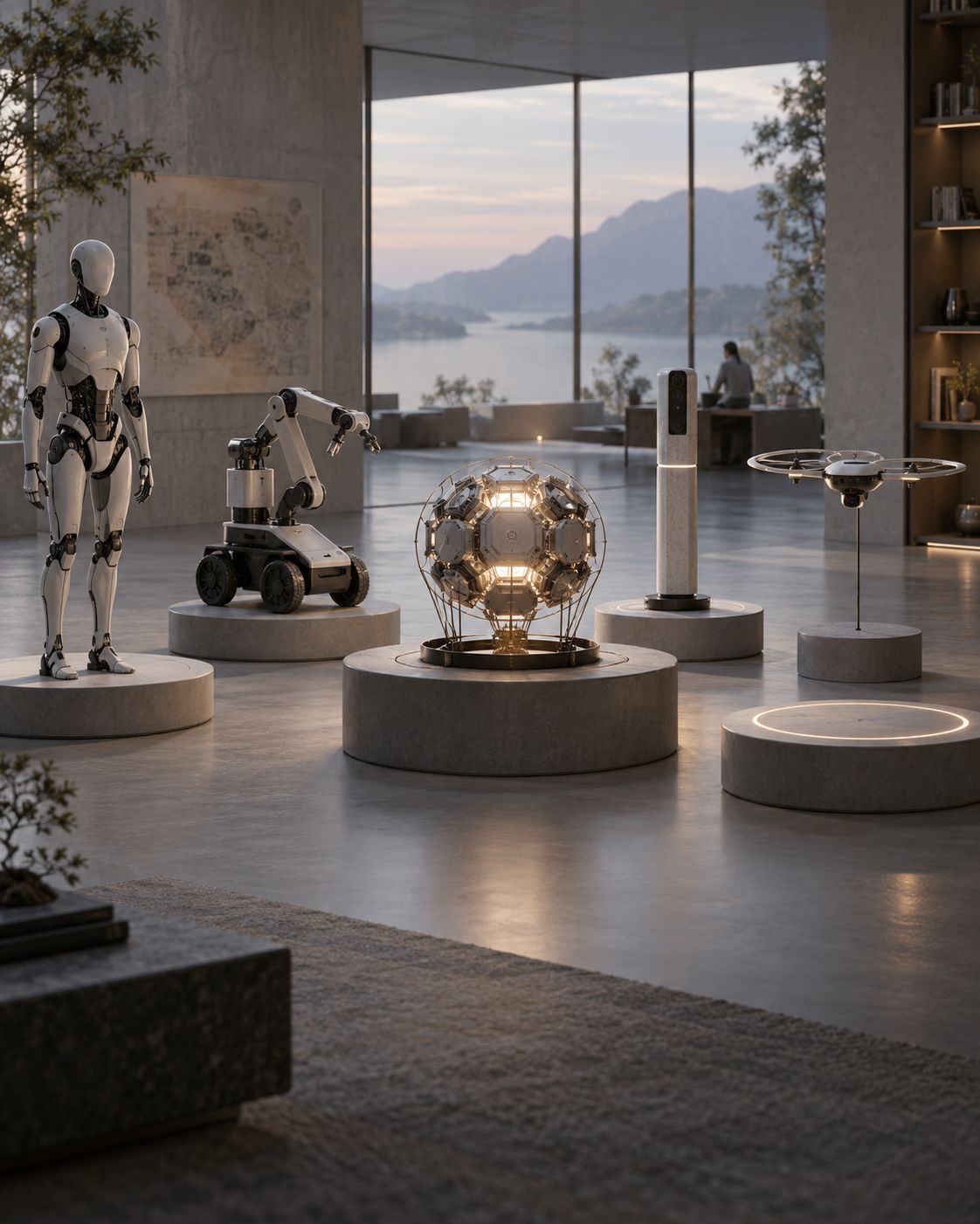 Several distinct robotic forms are presented without assigning any one form as a required identity.